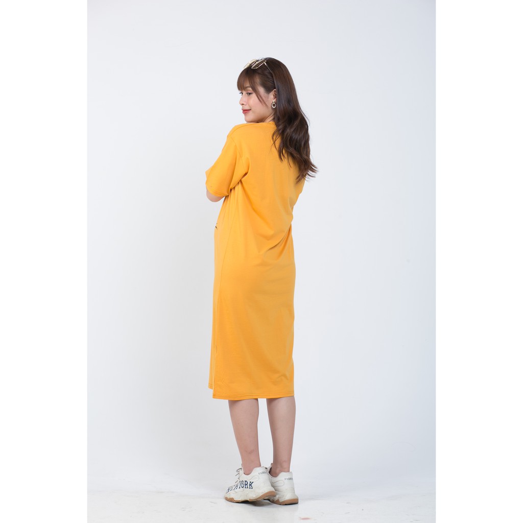 [BST MÙA HÈ] Váy bầu dáng dài kiểu hàn quốc chất liệu cotton màu cam nhạt