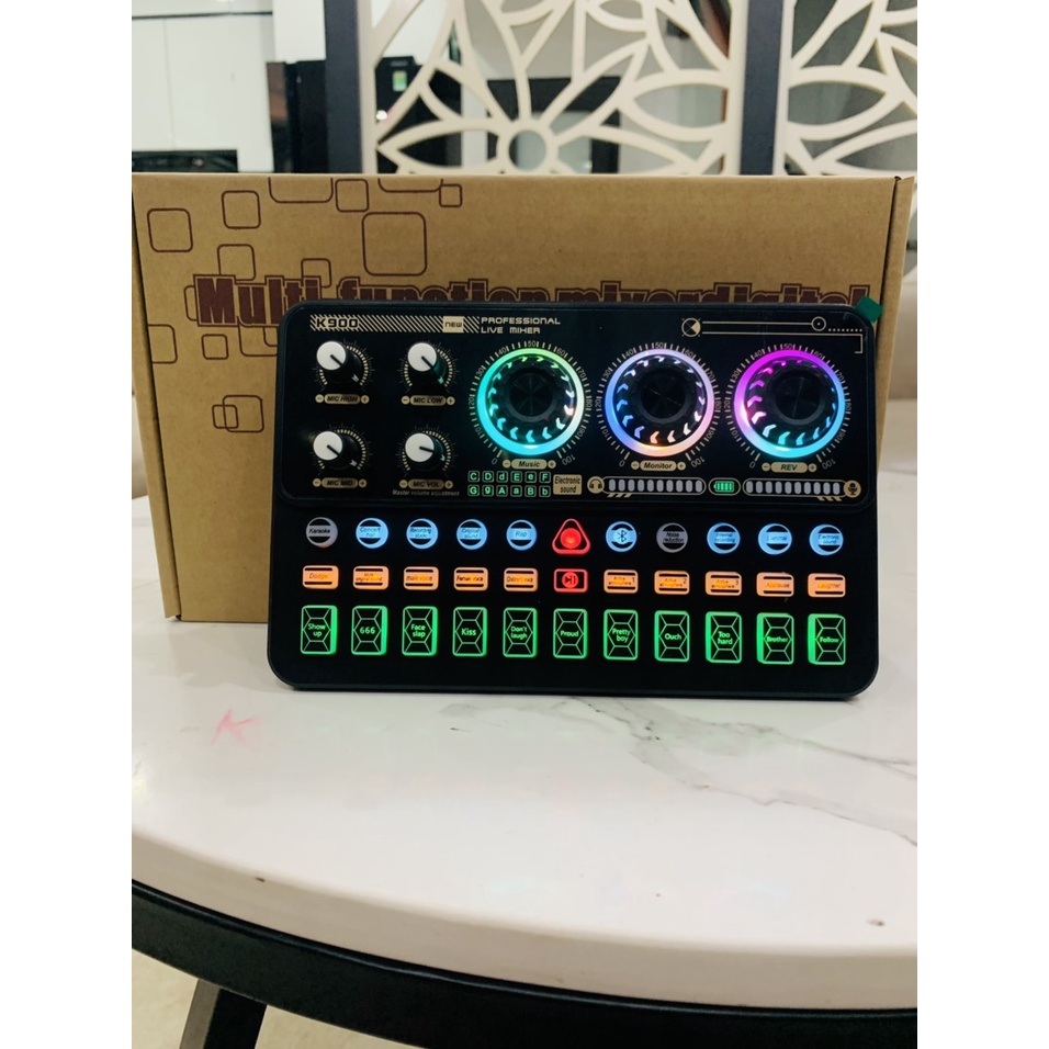 Bộ Sound Card K900 Có bluetooth auto-tune tích pin dùng cho các micro thu âm bảo hành 06 tháng