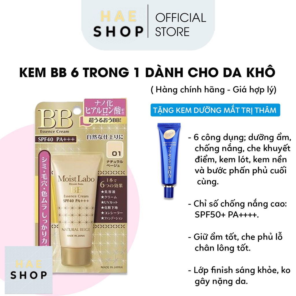 Kem Trang Điểm Chống Nắng 6 Trong 1 Meishoku Moist-Labo BB Essence Cream SPF40 PA+++