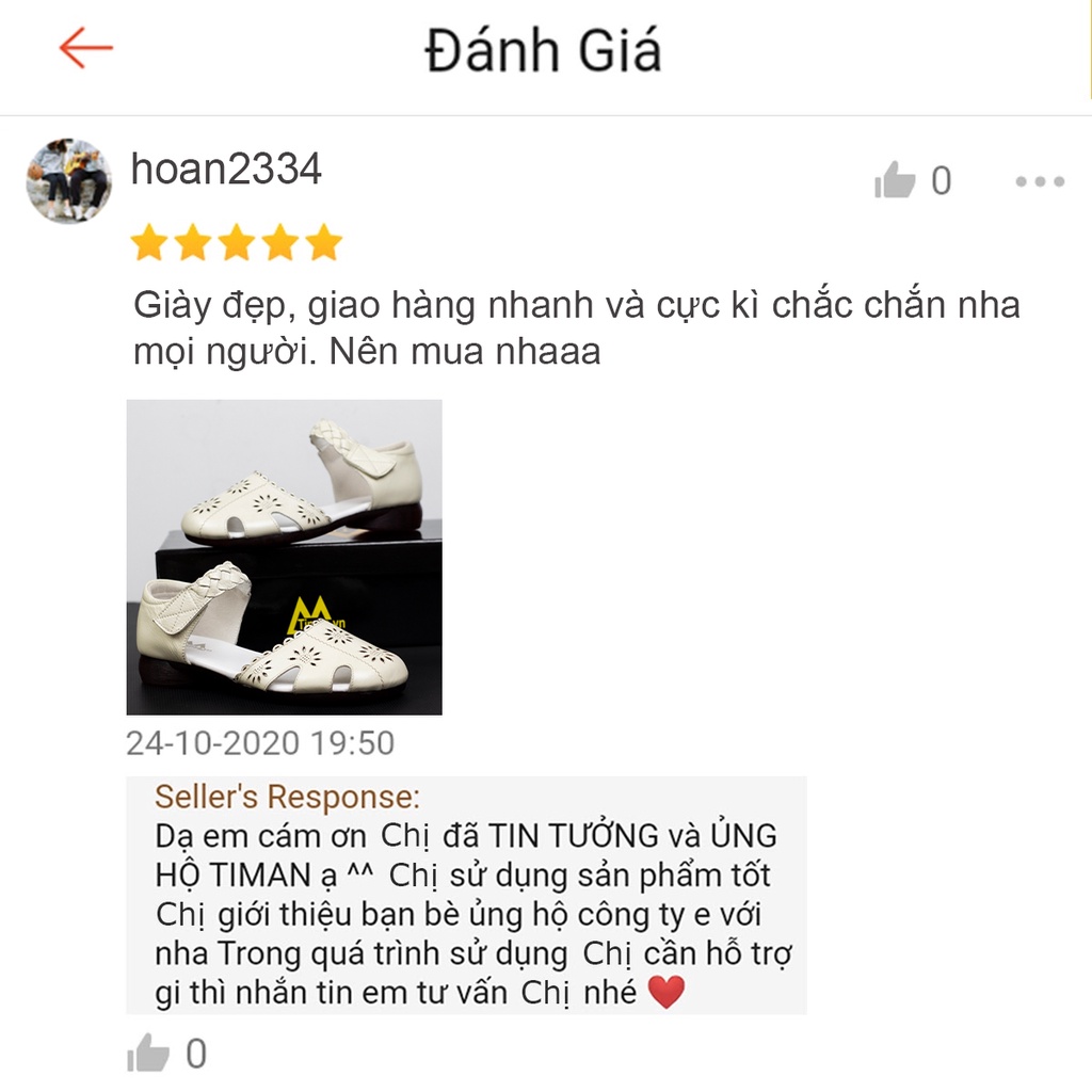 Giày sandal nữ đế bằng TIMAN ZC79 êm chân nhẹ nhàng phong cách bảo hành 1 năm