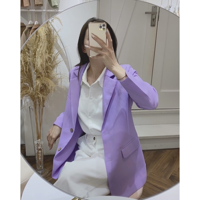 Áo blazer nữ 1 lớp dáng dài tay dài Huien Design thời trang công sở thanh lịch, áo vest nữ Hàn Quốc màu sắc | BigBuy360 - bigbuy360.vn