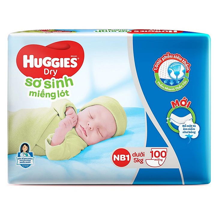 Miếng Lót Sơ Sinh Huggies Dry Newborn 1 [100 miếng]