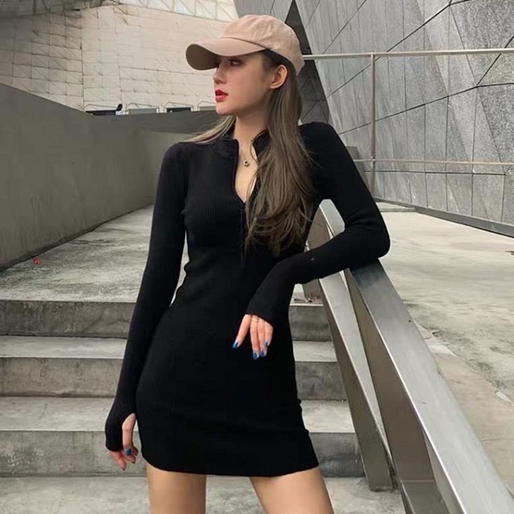 Đầm Body Phối Khoá Kéo Trước ORM01