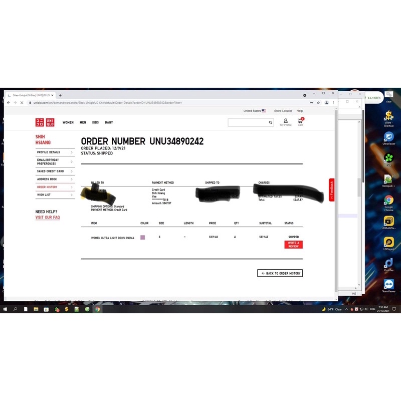 Áo lông vũ nam có mũ uniqlo 2022