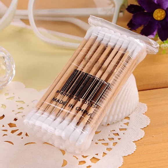 60pcs 2 pack (Hàng Mới Về) Mút Trang Điểm Bằng Cotton Hai Đầu Tiện Dụng