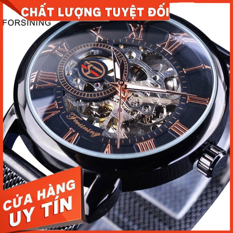 HÀNG CAO CẤP -  Đồng Hồ Cơ Nam Lộ Máy Chính Hãng Forsining Dây Kim Loại Đẹp Cao Cấp Giá Rẻ  - Hàng Cao Cấp