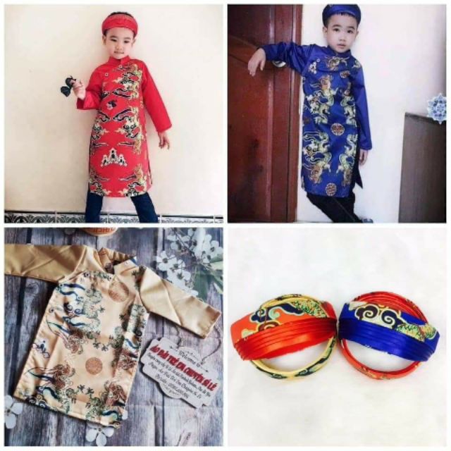 💖ÁO DÀI BÉ TRAI IN 3D HỌA TIẾT RỒNG LƯỢN MÂY 😘😘😘