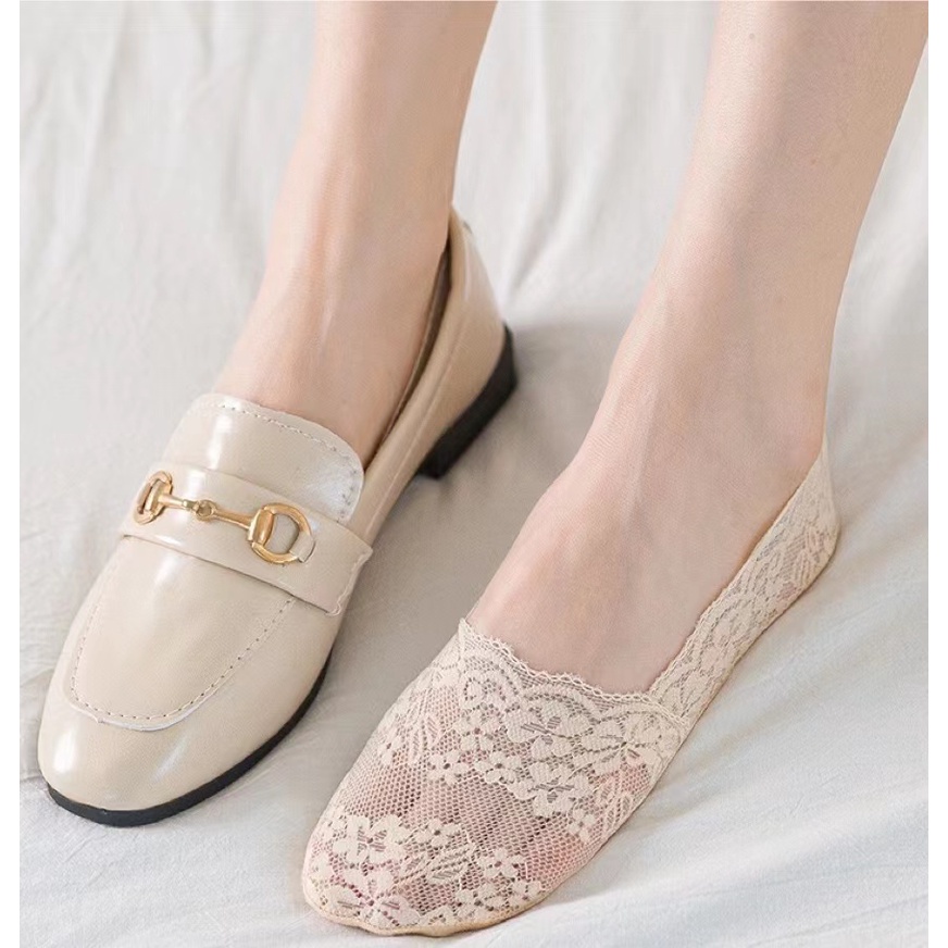 Vớ Ren Ren Chống Trượt Miệng Nông Vô Hình Bằng Silicone Cho Nữ