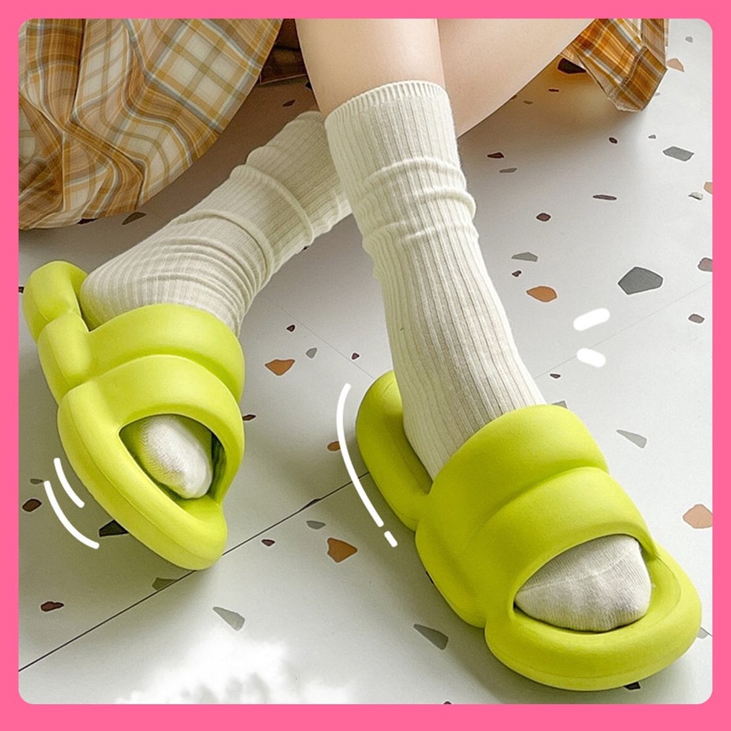 Dép bánh mì Hàn Quốc đi học đi chơi dạng xoắn cá tính đế độn unisex nhiều màu dép đội nhóm nam nữ cực chất