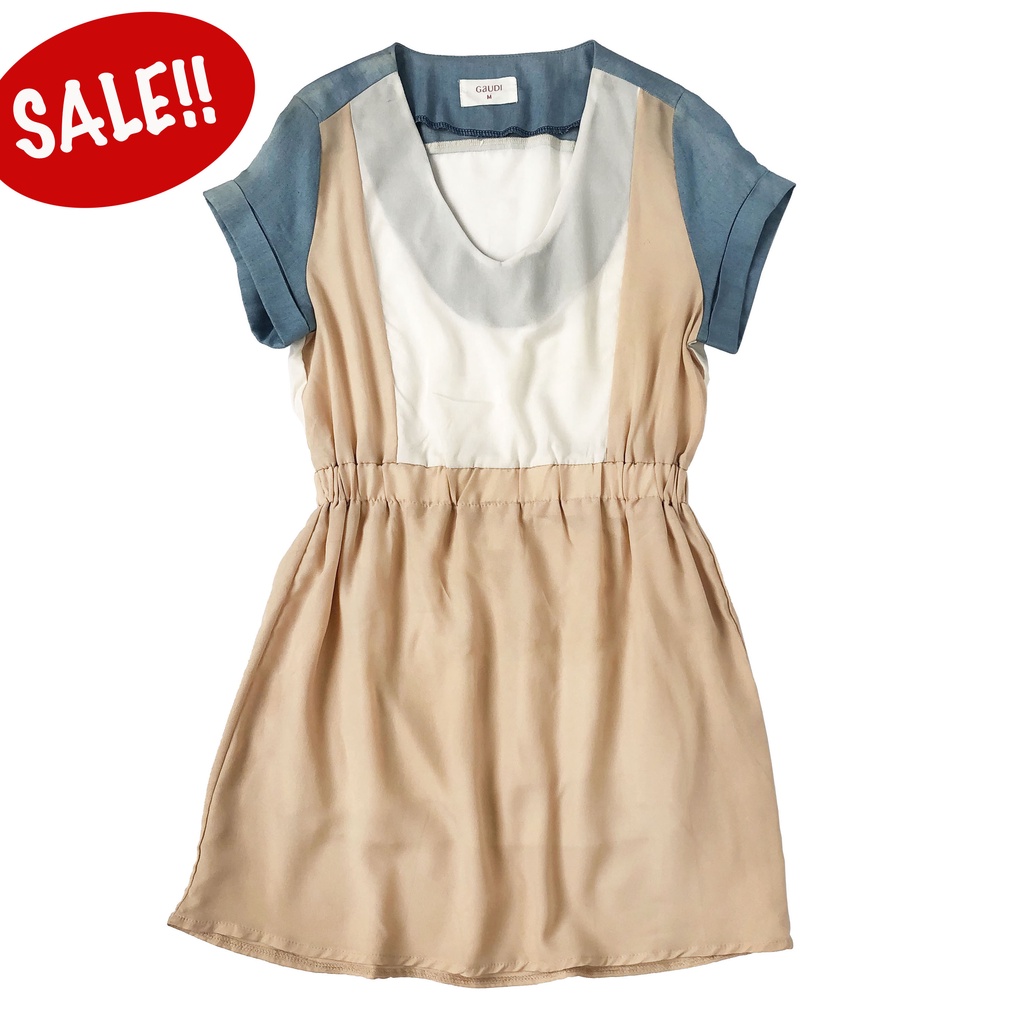 Đầm CHIFFON Mini Màu Khối Phối Quần Jean Màu Trắng - DEFECT