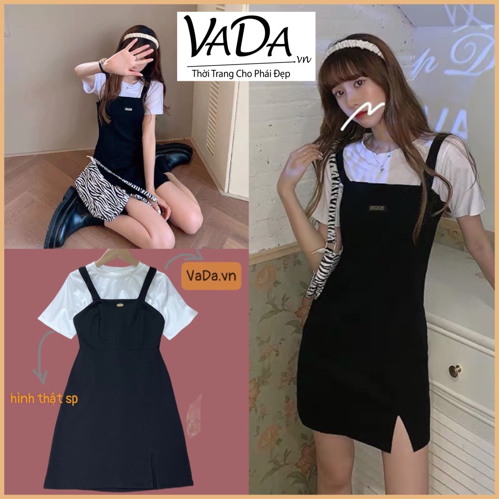 Set đồ bộ áo thun + Đầm boddy 2 dây tag khách tách ra mix rất xinh dễ thương - Thời trang VADA -S500 | BigBuy360 - bigbuy360.vn
