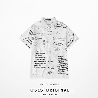 [OBES] Áo sơ mi trắng ngắn tay in chữ AS010