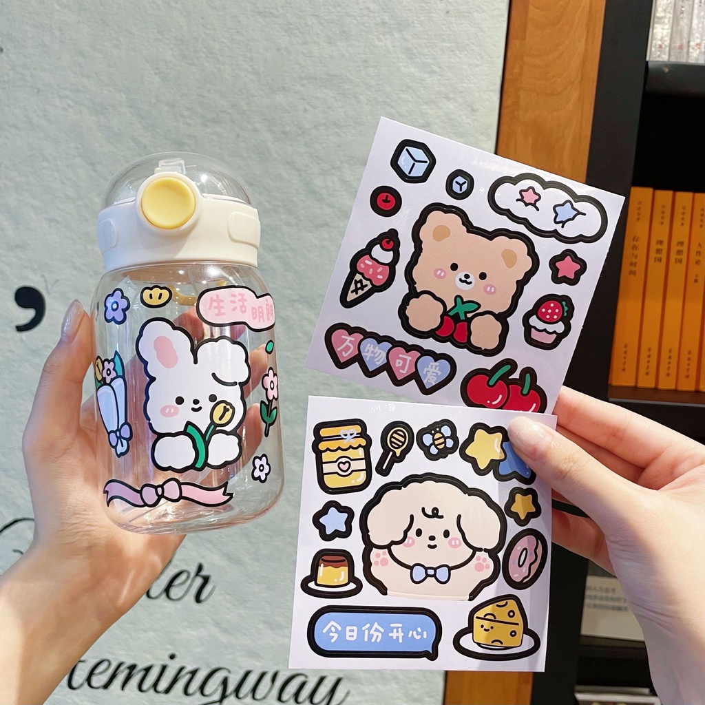 Hình dán hoạt hình dễ thương dán cốc, mũ bảo hiểm, trang trí đồ dùng học tập - sticker