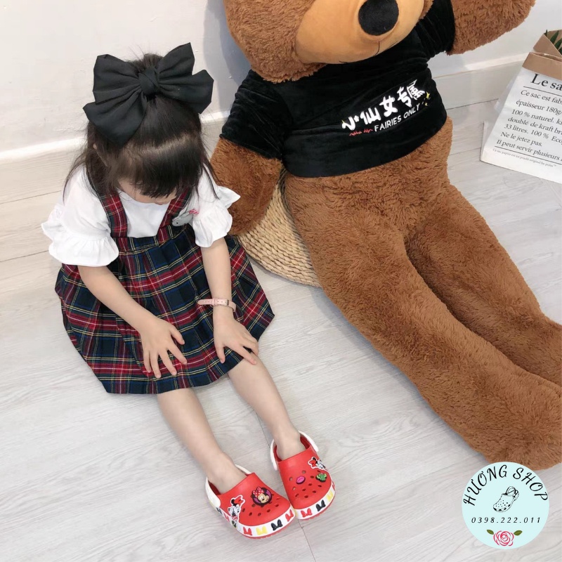 [Tặng jibit] - Dép Sục Cho Bé In Hình 3D Chuột Minnie Đỏ Xinh Xắn