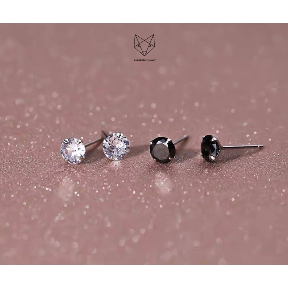 Khuyên Tai Nụ Đá Bạc Nữ CaoBac Silver S925 Tinh Tế, Sang Trọng