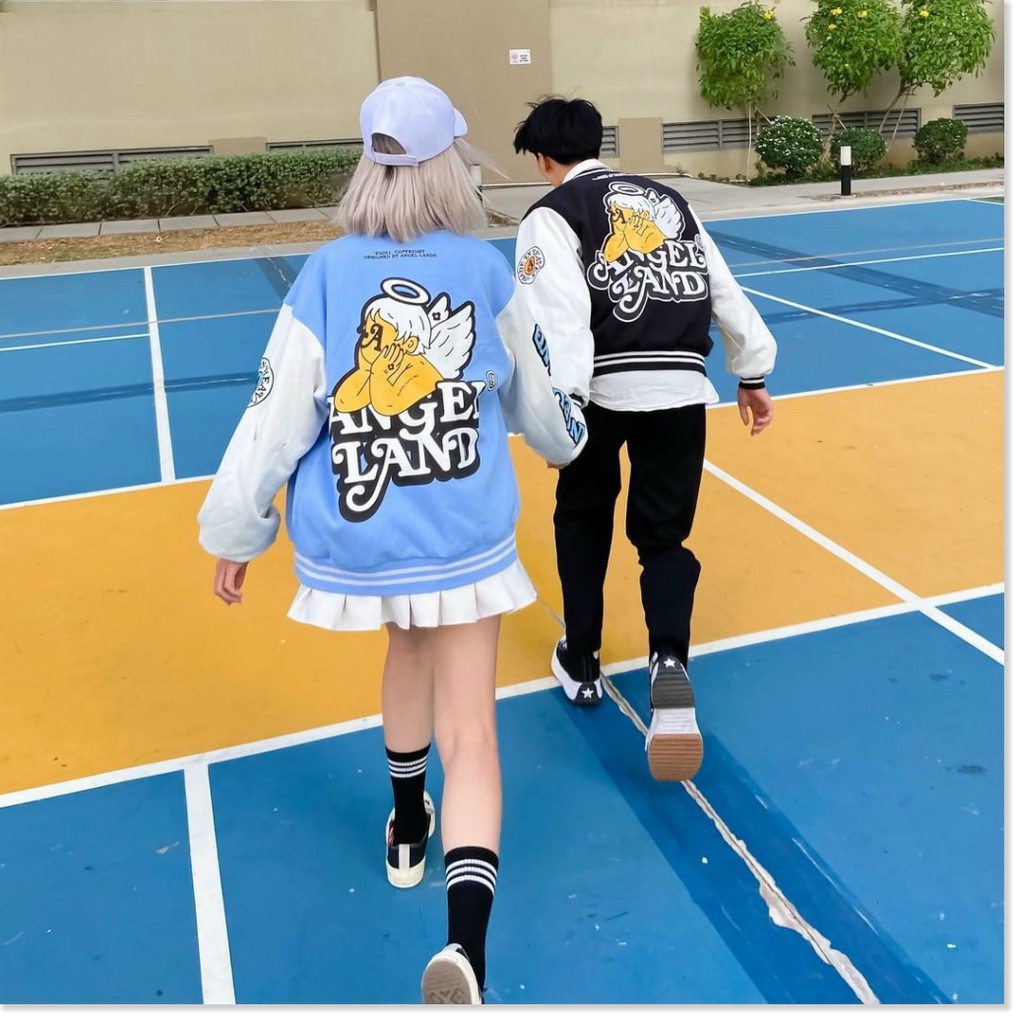 Áo khoác dù kiểu bomber chất dù 2 lớp họa tiết chữ cùng thiên thần siêu đẹp cute hiện đại hot trend | BigBuy360 - bigbuy360.vn