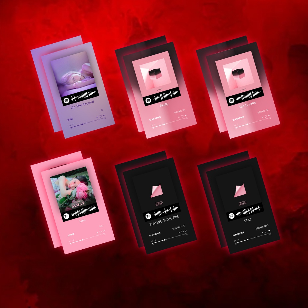 Bộ 13 thẻ card BLACKPINK NHIỀU ALBUM Spotify có mã có thể quét được, kèm sleeves