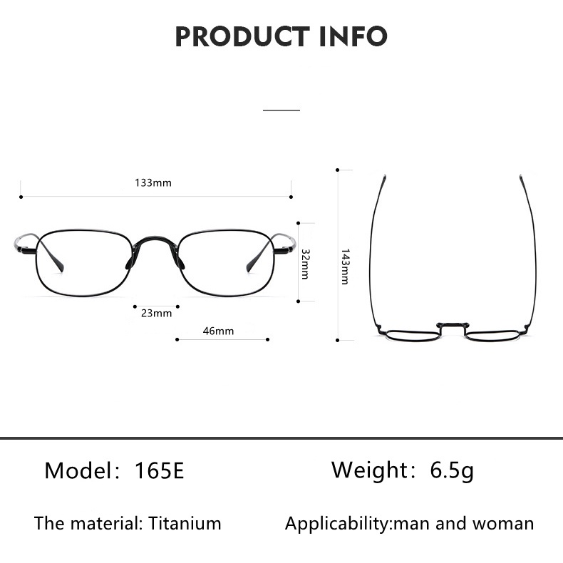 Mắt Kính Gọng Titan Siêu Nhẹ Ba Chiều 6.5g Phong Cách Unisex Cổ Điển