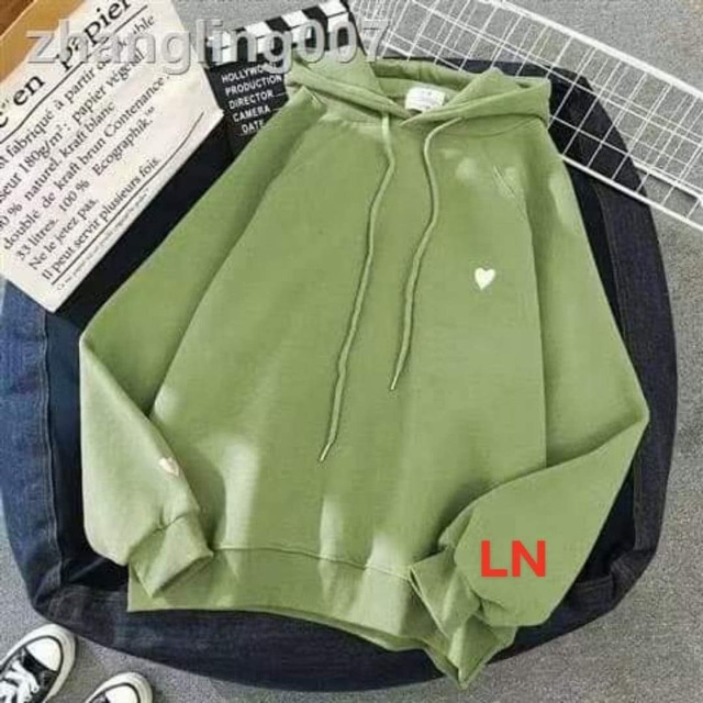 kho sỉ giá rẻ- Áo hoodie tim tay ngực ép nổi LN12