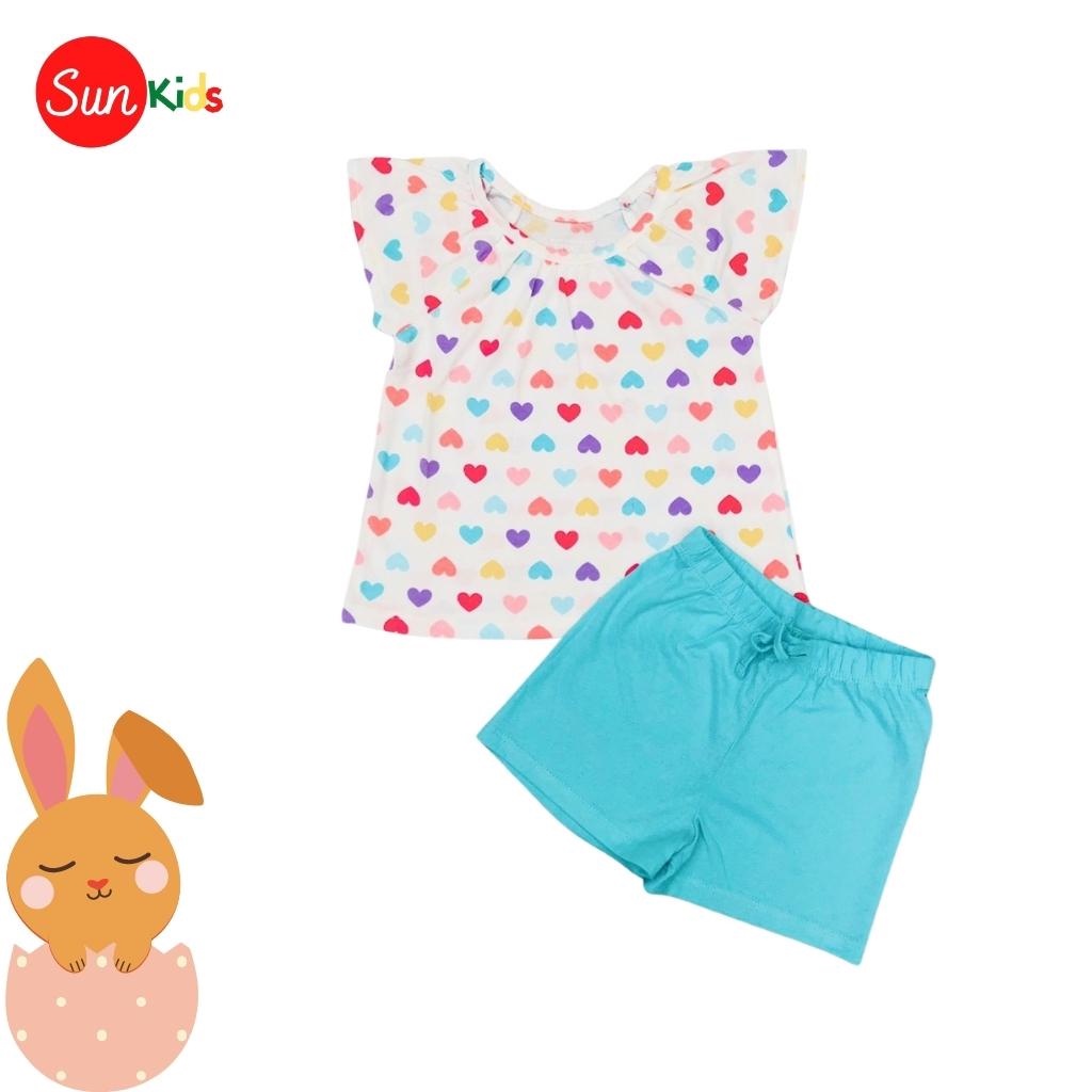 Đồ bộ thun bé gái, đồ bộ trẻ em chất cotton, có nhiều màu, size 18/24-5/6 tuổi - SUNKIDS