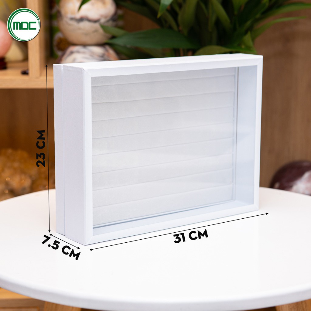 Hộp trưng bày vòng kiềng trưng bày nhẫn (nắp bằng kính) màu đỏ màu trắng màu đen size 32 x 24 x 4,5 cm