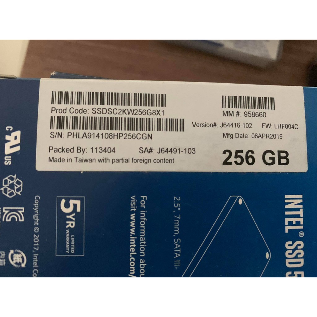 SSD Intel 545S 256GB (SATA 2.5')