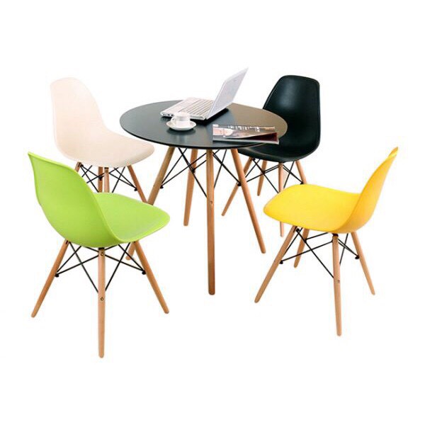 BÀN EAMES TRÒN Đường Kính 60cm chân Gỗ Bàn Làm Việc,Bàn Ăn,Cafe-Hàng Nhập Khẩu