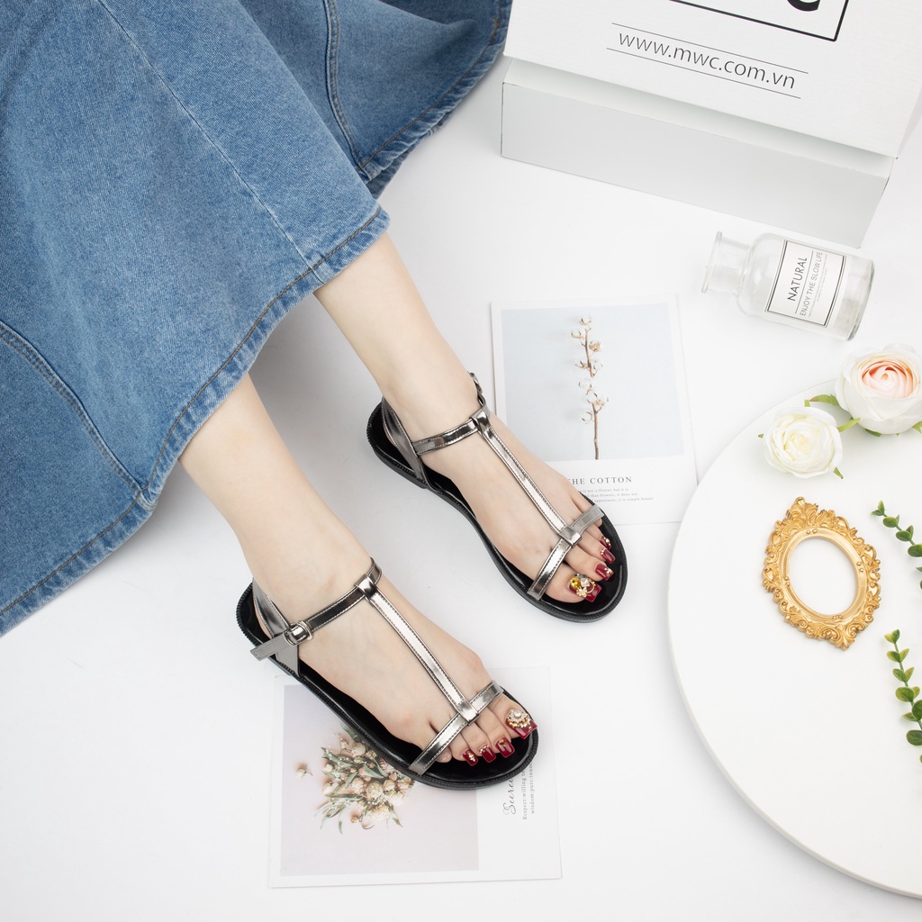 Giày MWC 2885 - Giày Sandal Đế Bệt, Giày Sandal Quai Chữ T Basic Đế Bệt Thời Trang