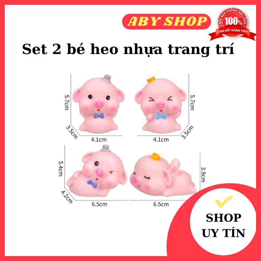 Set 2 bé heo nhựa trang trí ⚡ HÀNG CAO CẤP ⚡ bé heo nhựa trang trí bánh kem ngộ nghĩnh đáng yêu