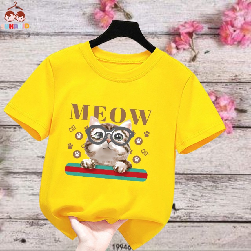 (giá sỉ ) Áo thun trẻ em hình mèo meow Bé trai và gái.áo cho bé từ 6kg-30kg.AL58.
