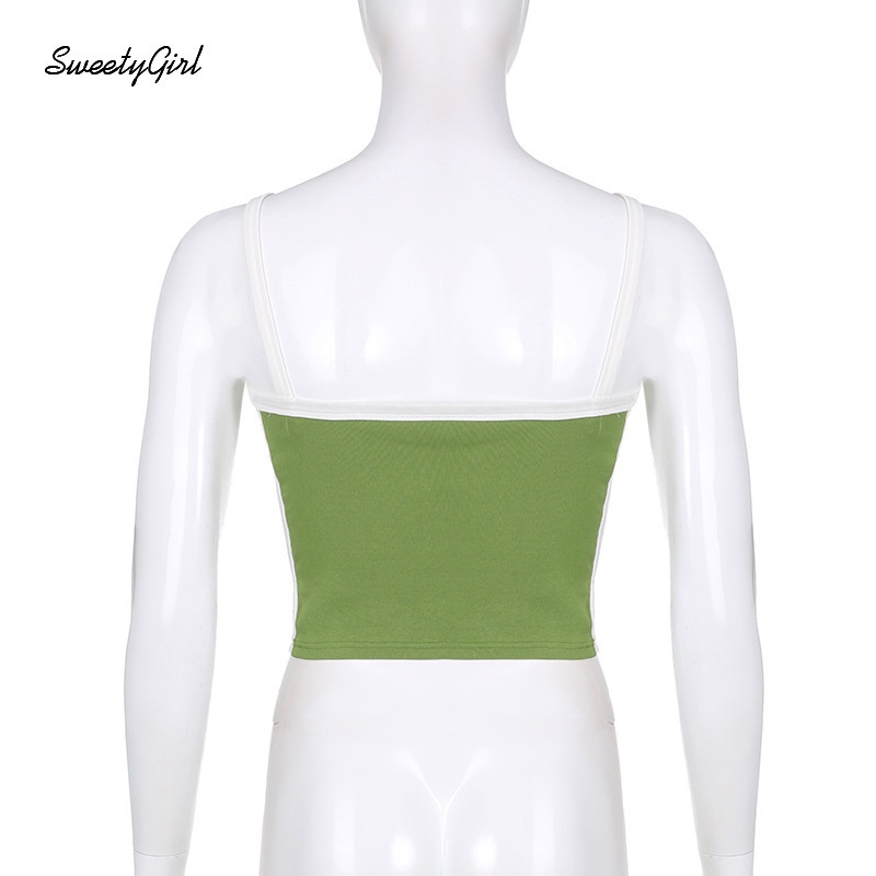 Áo Tank Top Cổ Tròn Màu Sắc Tương Phản Thời Trang 2022 Quyến Rũ Cho Nữ