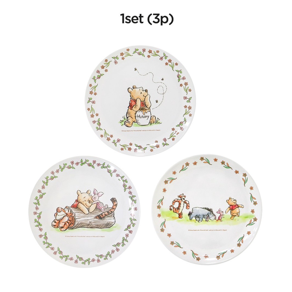 DISNEY Bộ 3 đĩa melamine in hình hoạt hình Winnie the Pooh