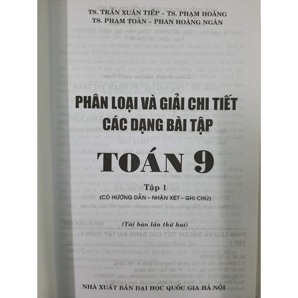 Sách - Phân Loại Và Giải Chi Tiết Các Dạng Bài Tập Toán 9 Tập 1