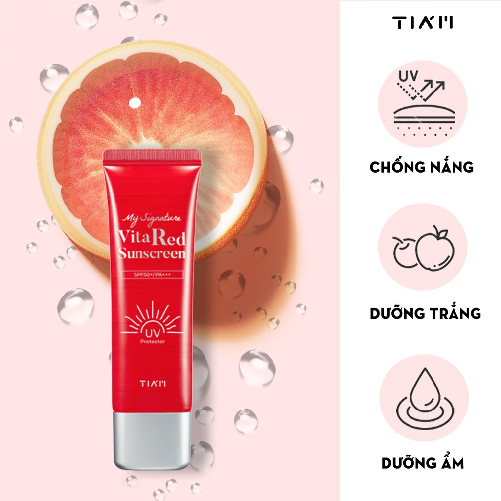 Kem chống nắng dưỡng trắng Tia'm My Signature Vita Red Sunscreen với SPF 50/PA+++ 50ml