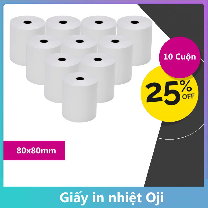 Giấy in nhiệt Oji K80 Phi 80mm (10 Cuộn)