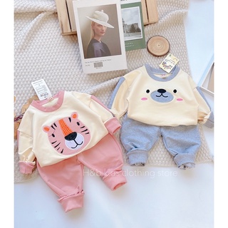 Bộ thú thêu đắp bo viền cho bé