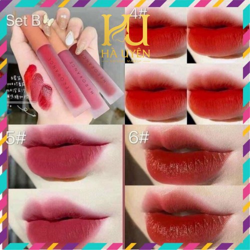 Son , Sét 3 Cây Son Kem HEROANGE Fluffy Lip Glaze Siêu Lì , Siêu Xinh [Chuẩn Nội Địa]