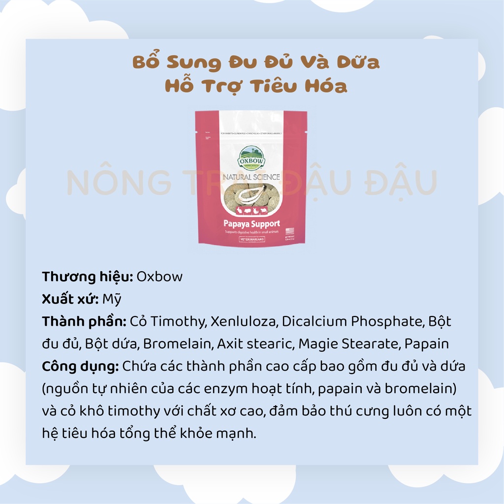 Viên Cỏ Oxbow Natural Science (Túi Nguyên) Bổ Sung Dinh Dưỡng, Hỗ Trợ Sức Khỏe Cho Thỏ, Bọ Ú, Chinchilla, Hamster