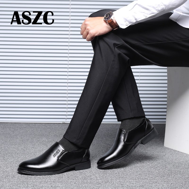 [ASZC] Giày Lười Da Màu Đen Sang Trọng Thời Trang Công Sở Cho Nam
