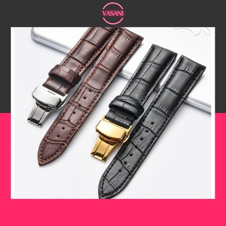 Dây da đồng hồ da bò nam nữ khóa bướm đen, vàng và bạc cho đồng hồ size 12mm 14mm 16mm 18mm 20mm 22mm 24mm dkb3
