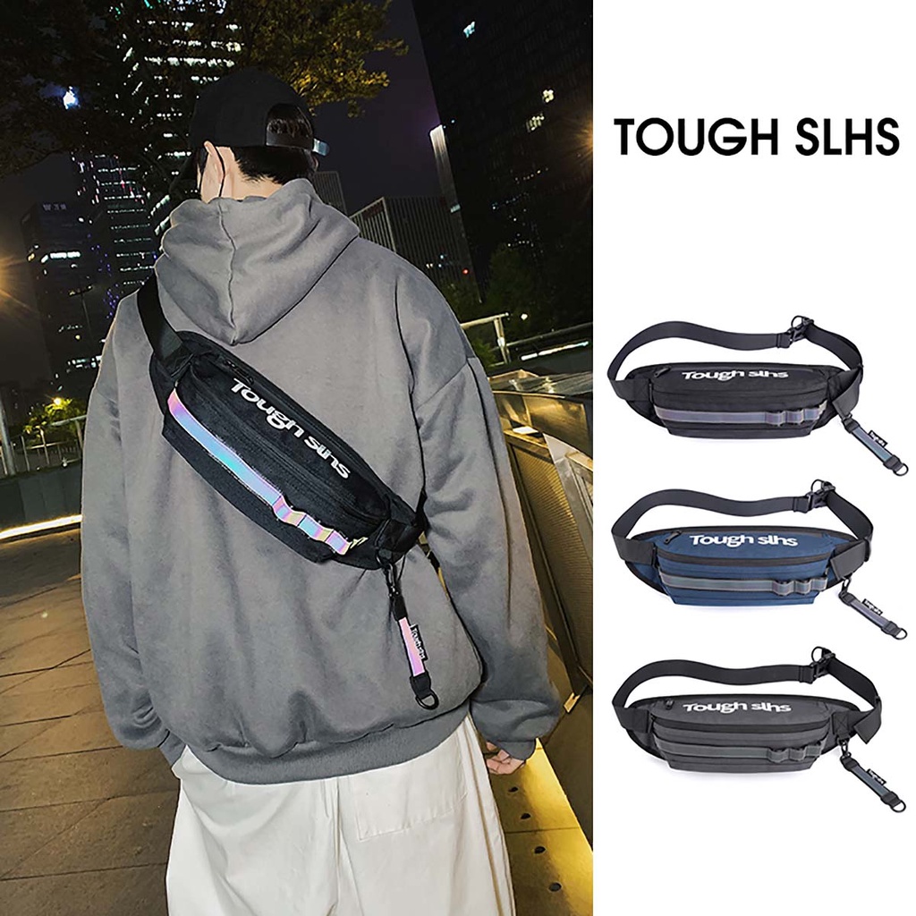 Túi Đeo Hông Vải Thể Thao Nhỏ Gọn, Thiết Kế Dải Phản Quang, Dành Cho Nam Nữ Phong Cách Hàn Quốc | BigBuy360 - bigbuy360.vn