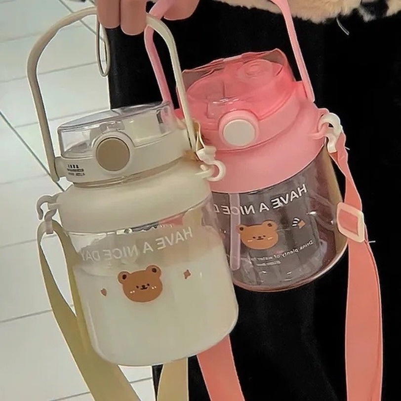 Bình Nước Thể Thao Dung Tích Lớn 1 L/1.3L Kèm Ống Hút Tiện Dụng