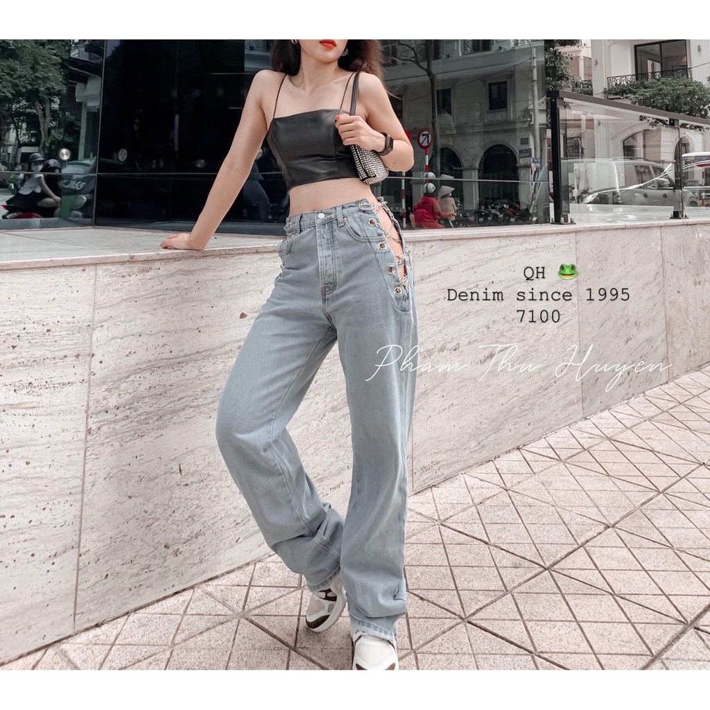 Quần Jean Nữ Đan Khuy lưới mới nhất