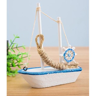 Set 4 mô hình thuyền buồm gỗ mini trang trí size 13.7cm