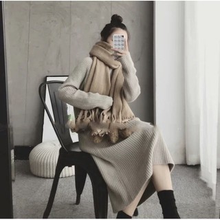 (HÀNG ORDER) Váy len suông cổ lọ dáng dài GNCM2