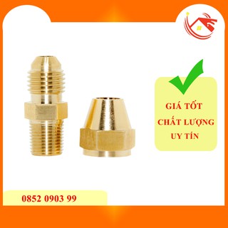 Thẳng ren ngoài 1/2 (21), 1 đầu côn lồi (12mm,16mm,19mm) (Brass Flare Fitting Male Connector) - đồng thau