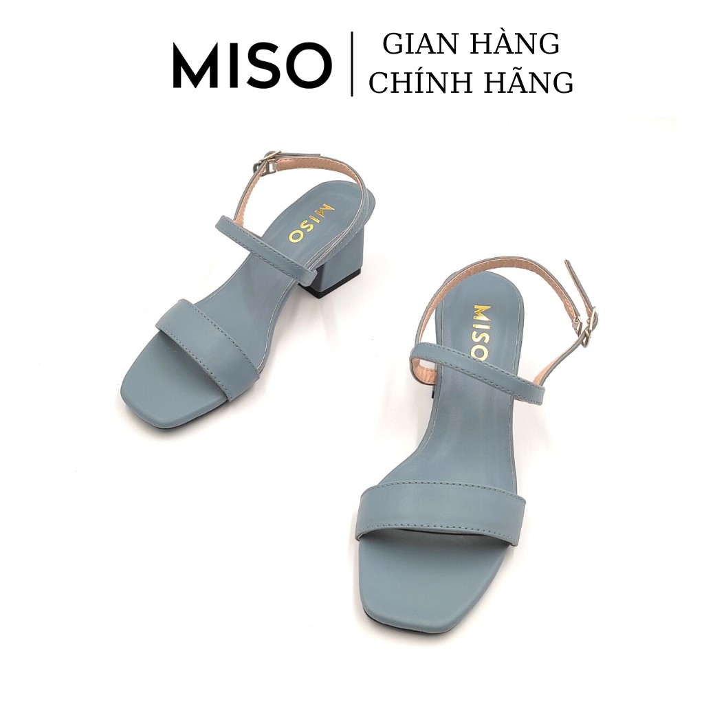 Giày sandal nữ basic mũi vuông trendy quai ngang gót trụ 5cm đi làm đi chơi dạo phố MISO M006