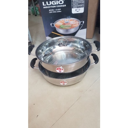 Nồi lẩu inox dáy từ LUGIO size 30cm dáy sần chống cháy