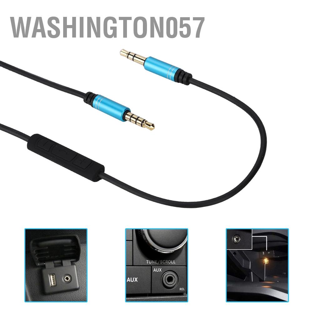 Washington057 Car 3.5mm AUX Cable With Microphone Volume Control Audio