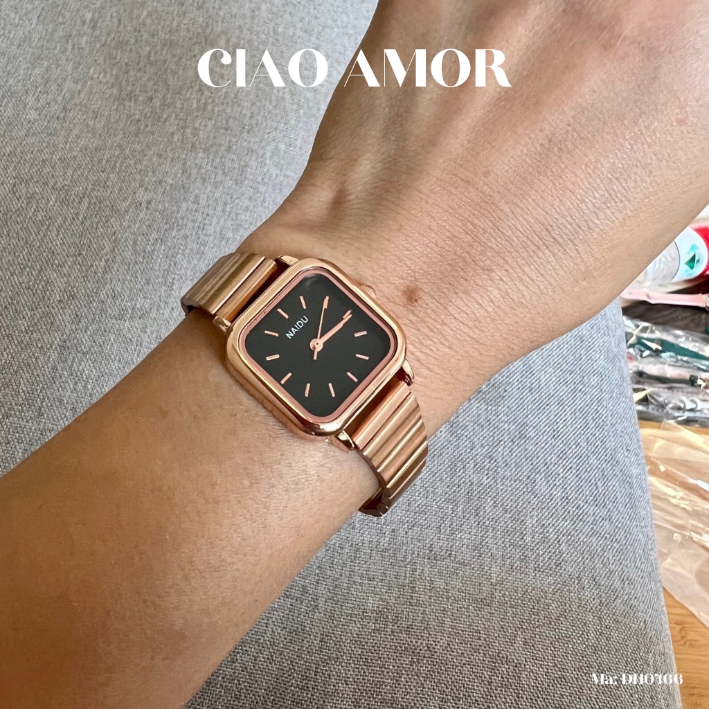 Đồng hồ nữ kim loại mặt vuông thời trang basic đơn giản unisex Trang sức Ciao Amor - DH0466